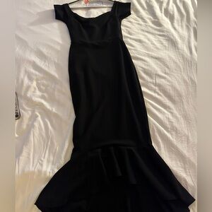 Lulus-How Much I Care Black Off-the-Shoulder Midi Dress